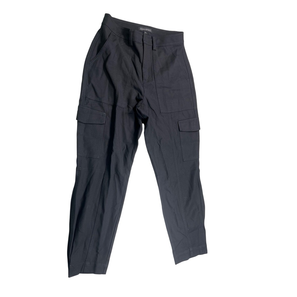 Banana Republic Cargo Pants Women's 2 Black Utility Straight Leg Pocket